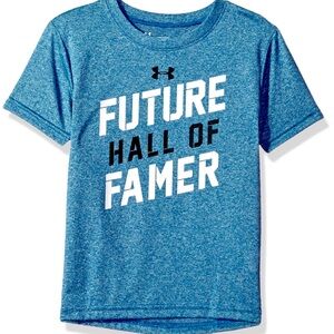 UNDER ARMOUR HEATGEAR Future Hall of Famer graphic blue athletic sports T shirt